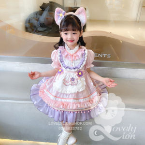 (có sẵn)Bộ váy công chúa Lolita màu hồng tím cho bé gái+tặng băng đô như hình