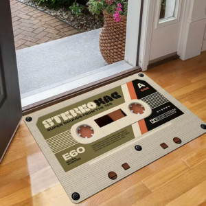 VIKAMA Retro Vinyl Cassette Door Mat Non Slip Washable Mat Entrance Music Room Bedroom Vintage Home Decor