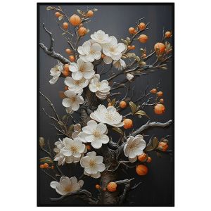 Tranh treo tường tranh dán tường Hoa mai trắng tranh phong thủy chất liệu Sơn Dầu. CGI-103