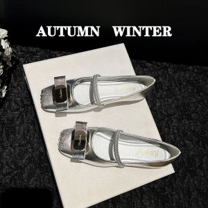 French Style Temperament Black Square Toe Flat Shoes Womens Summer Flats One Strap Mary Jane Plus Size Womens Shoes 41-43