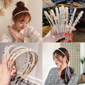 Korean Scrunchie Fashion Bang Hair Band Beauty Girl Pearl Headband Simple Wild Head Band Sen Hairpin Pressure Hair Accessories for Women
