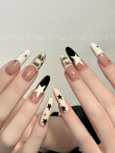 Handmade Detachable Wearable Nail Stickers Glowing White Star Design False Nails Removable Beauty Tools from China Wubingying