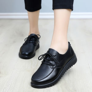 KFC Work Shoes Leather Shoes Womens on Duty Black Shoes Ladies Anti-slip Soft Bottom Kitchen Shoes Comfortable All Day Wear