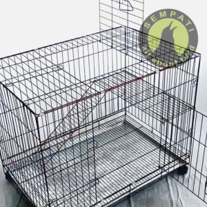 SEMPATI Kandang Kucing Besi Lipat Super Jumbo Size XXL 90x60x70 Cm Bonus Tatakan Alas Sangkar Kandang Ternak Batre Umbaran Burung Lovebird Kenari Parkit Kandang Kelinci Sugar Glider Hamster Kitten Musang