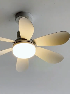42CM 6 Blades LED Ceiling Fan Light 3 Color Silent Remote Control Kipas Lampu Siling For Home Use