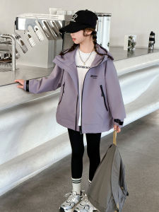 Spring Autumn Girls Jacket 2025 New Fashion Children Hooded Windbreaker Medium Large Children Parka Casual Raincoat