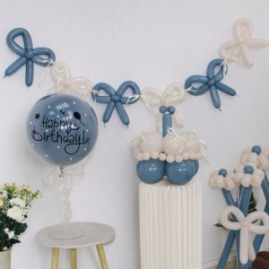 ลูกโป่งลูกแพร์วันเกิด ลูกโป่งระเบิด ตกแต่งงานเลี้ยงวันเกิดเด็กชายเด็กหญิงอายุครบ 100 วัน ปีเตอร์บุรุษ ลูกโป่งทรงกลมพิมพ์ลายสไตล์วินเทจ