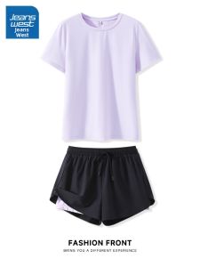Jeanswest | Bộ 2 Món Nữ Thể Thao Ngắn Tay & Quần Short Chống Nắng Khô Nhanh