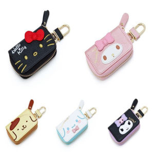 ULEEK  Sanrio Hello Kitty Car Key Case Cover Kuromi Key Organizer Melody Keychain Pouch Cinnamoroll Keychain Wallet Coin Girl Purse