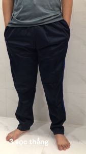 Quần dài nam thể thao từ 38kg-70kg thun MỎNG VỪA 3 SỌC MÀU IN LOGO - QN74
