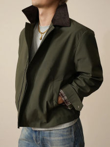 แจ็คเก็ตแบบสวมปกป้อง ZONJVNV ทรงบาร์นสไตล์สำหรับผู้ชาย แจ็คเก็ตแบบสวมปกป้องแบบลำลองสไตล์ย้อนยุคฤดูใบไม้ร่วง/ฤดูหนาวใหม่