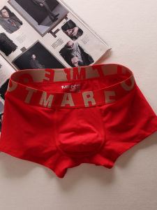Low Waist Cotton Boxer Shorts Mens Underwear Lucky Year Celebration Red Color Sport Style U Design Comfortable Cotton Fabric