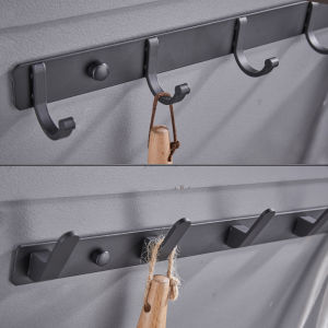 Free Perforated Black Bathroom Clothes Hook Fitting Room Wood Cabinet Bathroom Towels Entrance Entrance Wall Clothes Hook