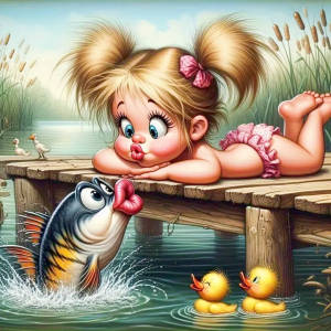 Huacan Little Girl Embroidery 5D DIY Diamond Painting Art Square Round Fish Rhinestone Handmade Home Decor Gift