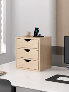 Wooden Desktop Drawer Organizer Elevated Storage Shelf