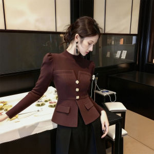XUECAIQI | Ladylike Elegance Knit Blouse Design Waistline