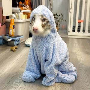 FUNNYDEER | Rapid Drying Thick Coral Velvet Dog Bathrobe