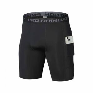 Men Compression Base Layer Running Tight Shorts Sport 3/4 Cropped Pant Leggings Gym Basketball Fitness Exercise Cycling Trousers