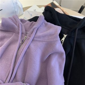 New Women Spring Autumn Zip-up Casual Hoodie Girl Loose Slimming Jacket Student Cardigan Top Woman Casual Outer Sports Jacket