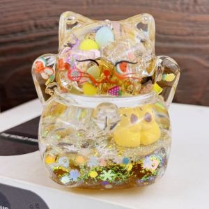 Douyin Online Influencer New Arrival Oil Drop Liquid Quicksand Bottle Acrylic Oil Filling Decoration Drip Lucky Cat Oil Leakage Small Gift