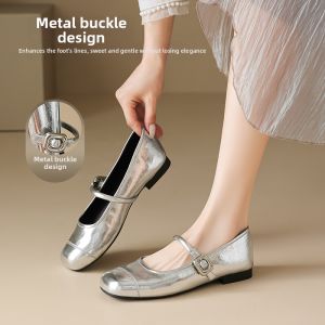 Daphne | Elegant Soft Sole Mary Jane Pumps Silver