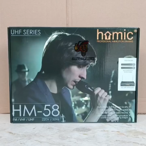 Mic Homic HM-58 Microphone Double Wireless Mikrofon Tanpa Kabel Garansi Resmi Original