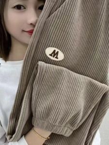 Chenille Casual Pants Women 2023 Autumn and Winter Ankle Banded Pants Easiest for Match Slim Looking Striped Pants Sports Pants Fashion Harem Pants