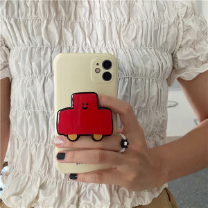 Cartoon Car Stand Soft Silicone Apple 14Promax Girl Yellow Milk 15 Phone Case Digital Accessories Compatible with Apple Models
