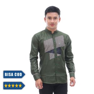 BAJU KOKO PRIA DEWASA LENGAN PANJANG SLIMFIT KOMBINASI BATIK TERBARU