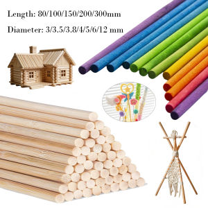 10-250Pcs Round Wooden Stick DIY for Model Wood Handmade Hobby Wooden PiecesLength 80/100/150/200/300mm Diameter 3-12mm