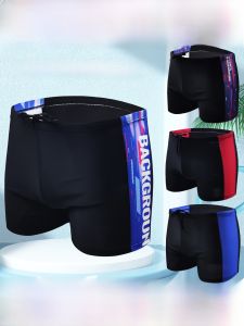 Large Size Mens Swimming Trunks Professional Quick Dry Thermal Resistant High Elasticity Swimming Suits Comfortable Flat Angle