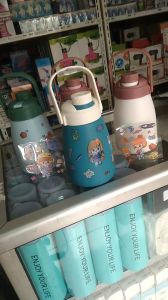 Botol minum kaca sticker anak-anak Tumbler beling cover plastik lucu