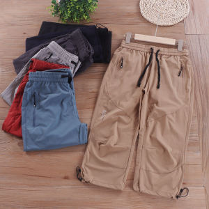 Outdoor Childrens Casual Trousers Summer New Style Boys And Girls Elastic Sports Five-Seven Shorts Quick Dry Woven Fabric