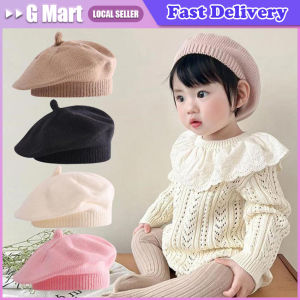 Fashion Baby Knitted Beret Hat Solid Color Childrens Warm Hats Autumn Winter Painter Cap For Girls Kids Bonnet Accessories
