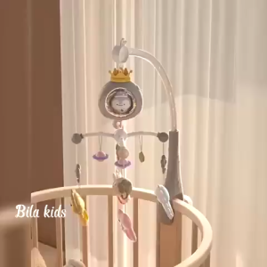 Đồ Chơi Treo Nôi Cũi Vương Miện Cho Bé Kích Thích Thị Giác Có Phát Nhạc Và Đèn Xoay 360 Độ Kèm điều khiển