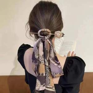Elegant Floral Print Fabric Hairpin Style Hairband Super Fairy Atmosphere Butterfly Knot Hanfu Hair Accessories for Travel