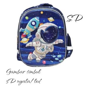 Tas ransel anak SD/tas ransel anak laki laki/tas ransel/tas anak/tas bahu anak/tas ransel embos LED/tas anak lucu/tas anak karakter Batman/tas anak karakter spdrman/tas anak embos led