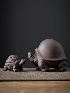 Handmade Purple Clay Longevity Turtle Ornament Tea Pet Aquarium Compatible Tea Tableware Creative Tea Tray Fish Tank Toy