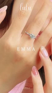 Lulu Moissanite Jewelry - Perhiasan Wanita Cincin Berlian Moissanite 1 Carat Lapis Emas 18K - Emma Round Cut Moissanite Ring 1 CT Sertifikat GRA