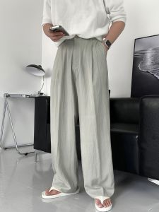 DAVID&ME | Breathable Comfortable Drawstring Wide Leg Trousers Grey Green