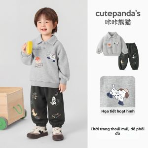 CUTEPANDAS | Bộ Quần Áo Mùa Xuân Phong Cách Học Viện Dành Cho Bé Trai Cổ Polo