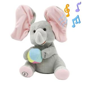 Hide-and-seek Elephant Plush Toy Flapping Ears With Cheerful Songs Elephant Soft Soothing New Born Gift For 3-12 Months