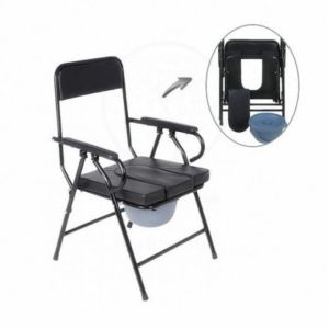 【COD】Foldable Commode Chair With Bucket & Waterproof Soft Cushion Comfortable Potty Seat With Backrest Foldable Commode Chair Elderly Toilet Stool Chair with Potty Bowl Toilet Stool Chair with Potty Bowl Toilet Chair