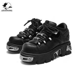 Punk Rock Dark Gothic Style Thick Sole Leather Shoes