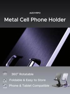 Aizoypro Metal Foldable Multi-Angle Universa Phone And Tablet Holder Ultra-Thin Stand 360° Rotating Adjustable Angles Bracket