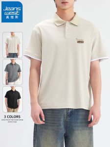 Jeanswest Mens Short Sleeve Polo Shirt Loose Fit Casual Turn-down Collar Cool Feeling Breathable T-shirt Summer New Arrival