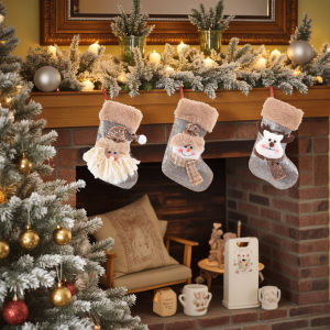 3pcs Christmas decorations Christmas stockings gift bags childrens candy stockings Christmas tree ornaments gift bags