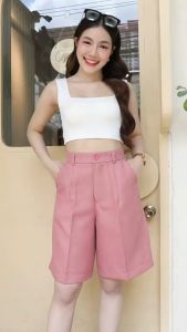 กางเกง SKY ขาสามส่วน ผ้าฝ้ายชาโค เนื้อทอสลาฟ ไม่ยืด เอวสูง ใส่สบายไม่อึดอัด ยาว 21-22 นิ้ว ตัดเย็บในไทย