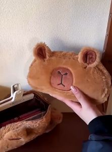 (READY STOCK) Capybara Furry Design Pencil Box Set Layer Children Birthday Present Gift 学生毛绒文具盒文具套装儿童生日礼物奖励 kotak pensel