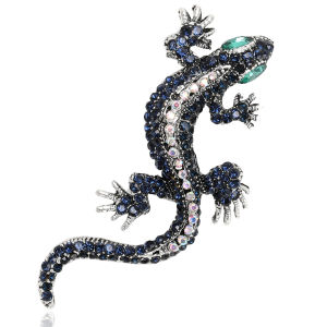 Rhinestone Gecko เข็มกลัดสําหรับผู้หญิงน่ารักโลหะสัตว์ Pins ของขวัญปีใหม่